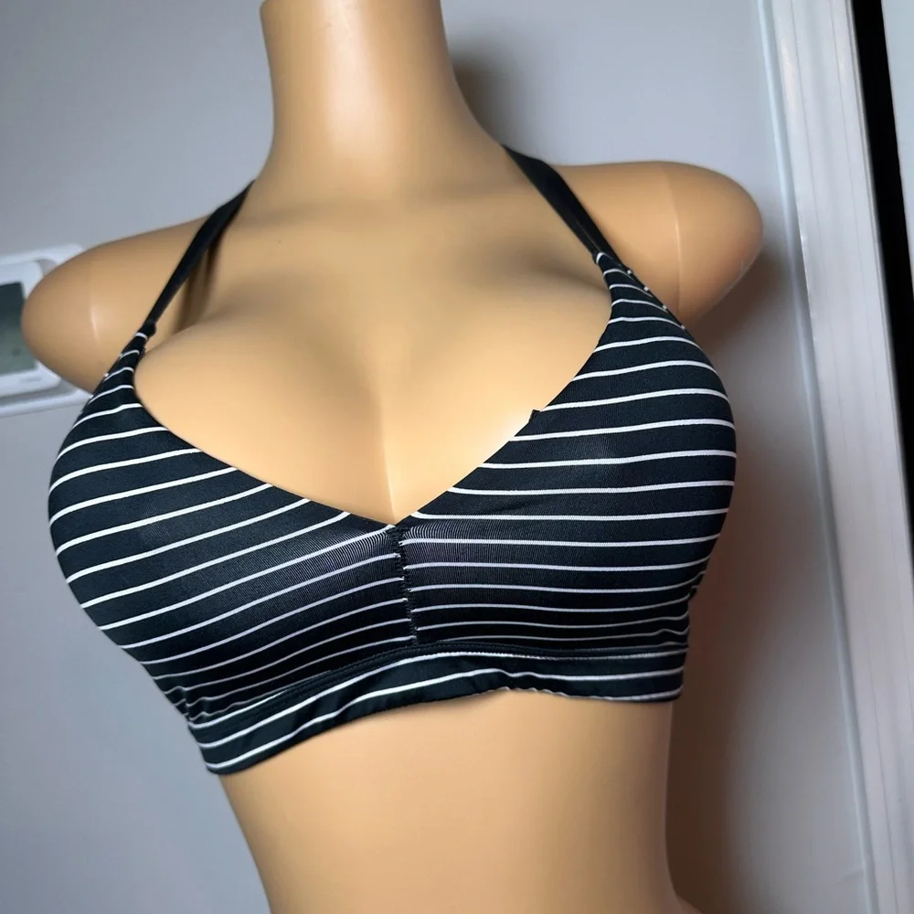 Victoria's Secret Black and White Striped Racerback Bra